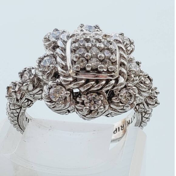 Judith Ripka Diamonique Sterling Silver Heirloom Statement Ring Size 8 - Picture 8 of 8
